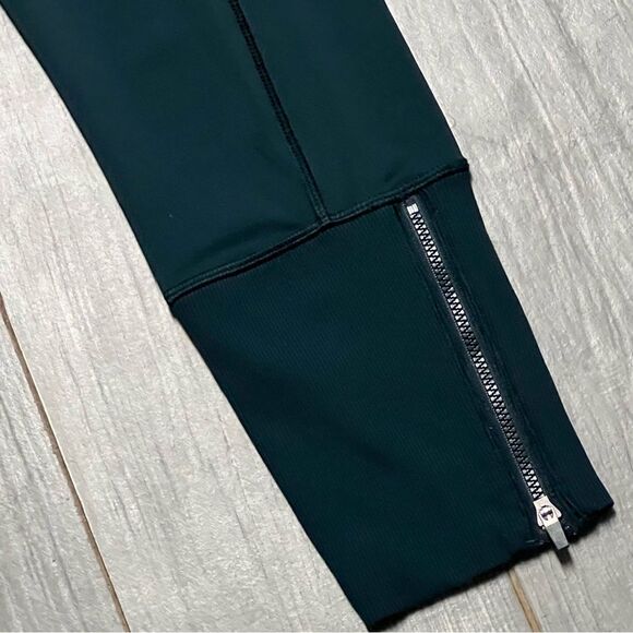 LULULEMON Rebel Green Navy Blue Stripe Luxtreme Tights Ankle Zipper Legging 6 - Picture 8 of 16